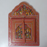 Old Moroccan mirror in pink wood Folk Art
