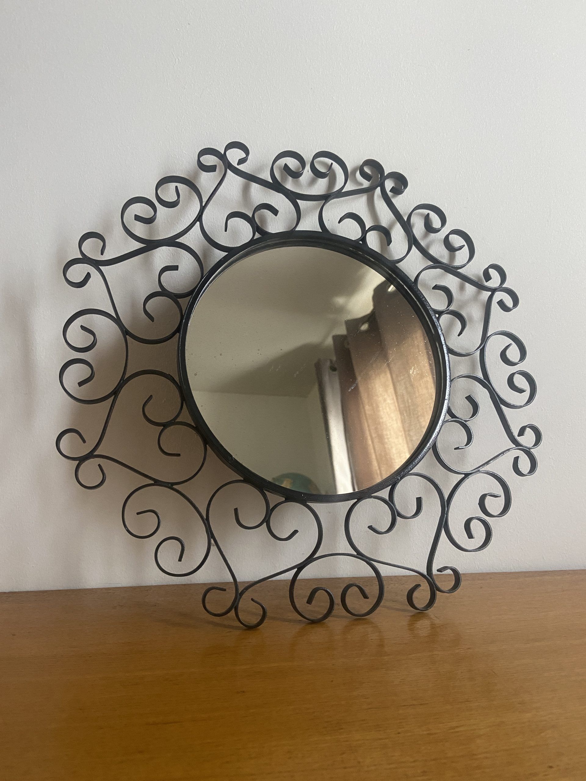 Miroir en fer forgé noir chaty vallauris années 50