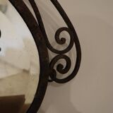 Miroir ovale en fer forgé Art Nouveau