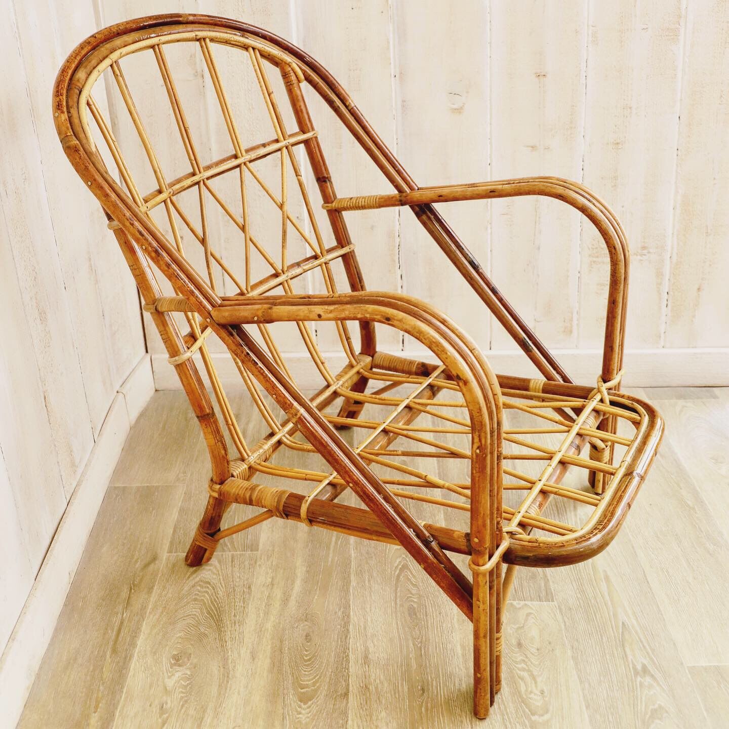 Pair of rattan chairs Audoux & Minnet 1960