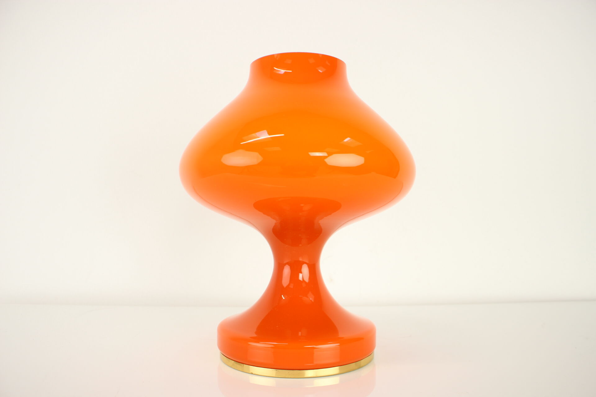All Glass Orange Table Lamp by Valasske Mezirici, 1970s
