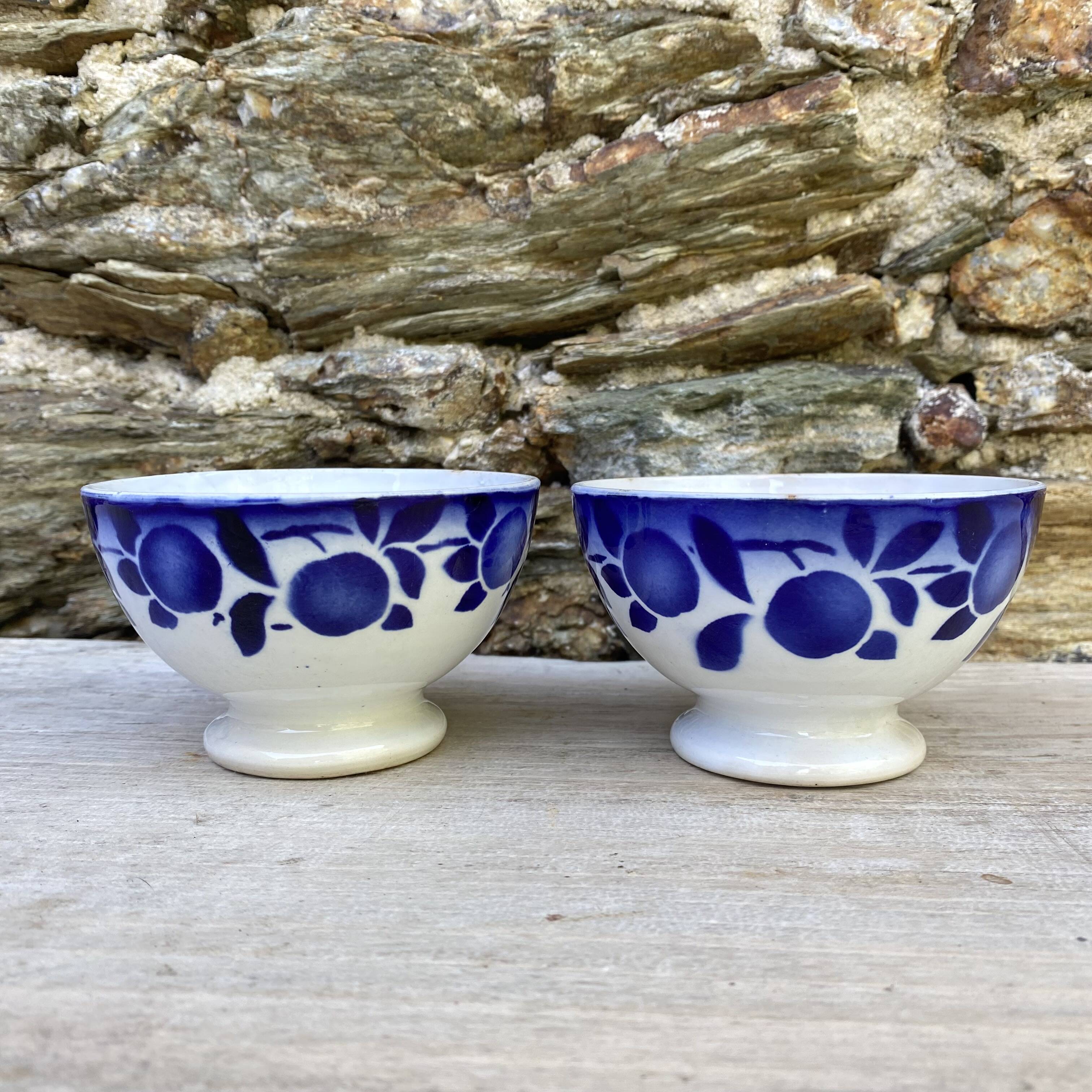 Petits bols anciens Badonviller décor bleu cobalt