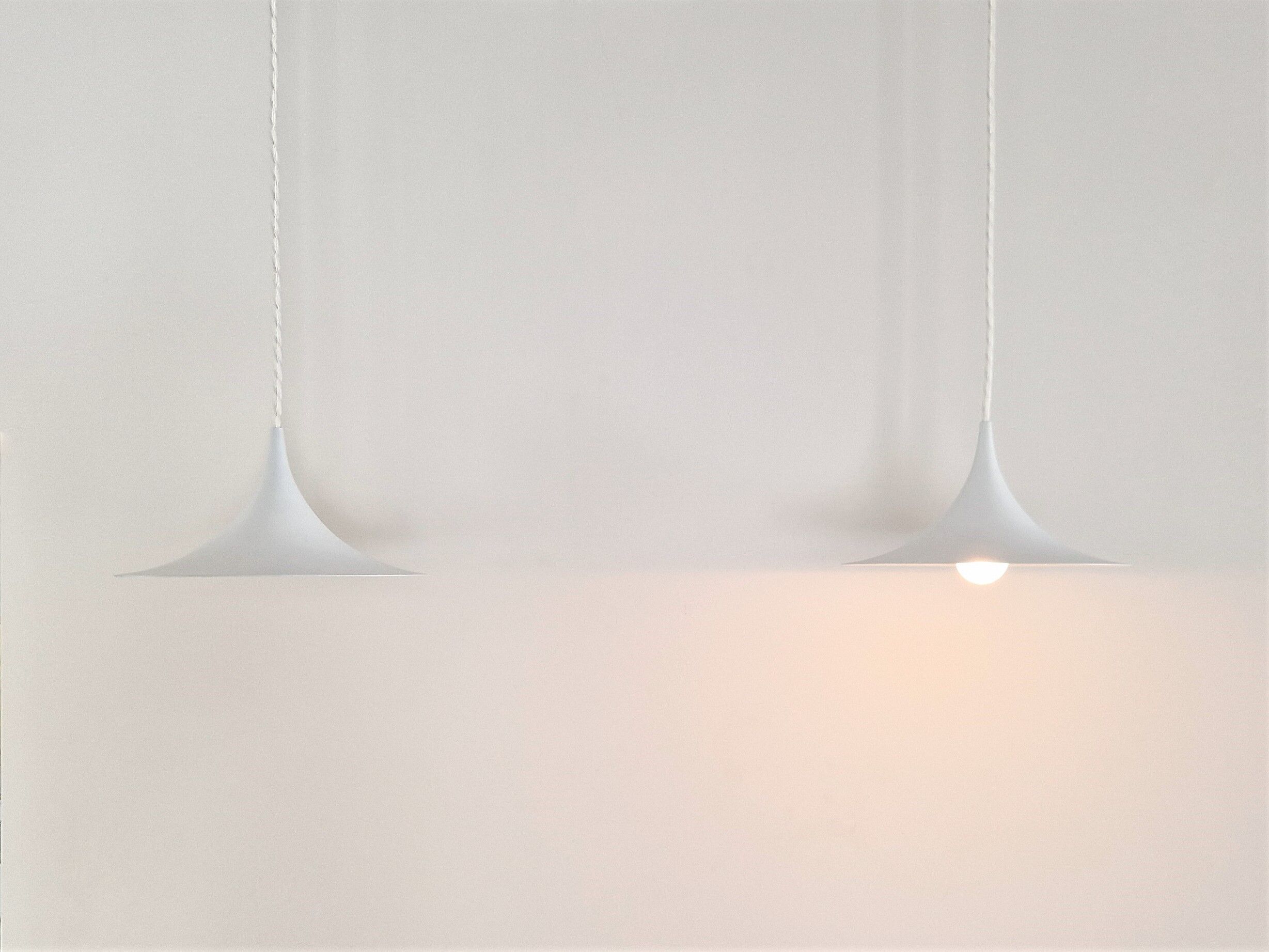 Set of 2 white "Micro" Semi pendant lamps by Claus Bonderup & Torsten Thorup for Lyfa