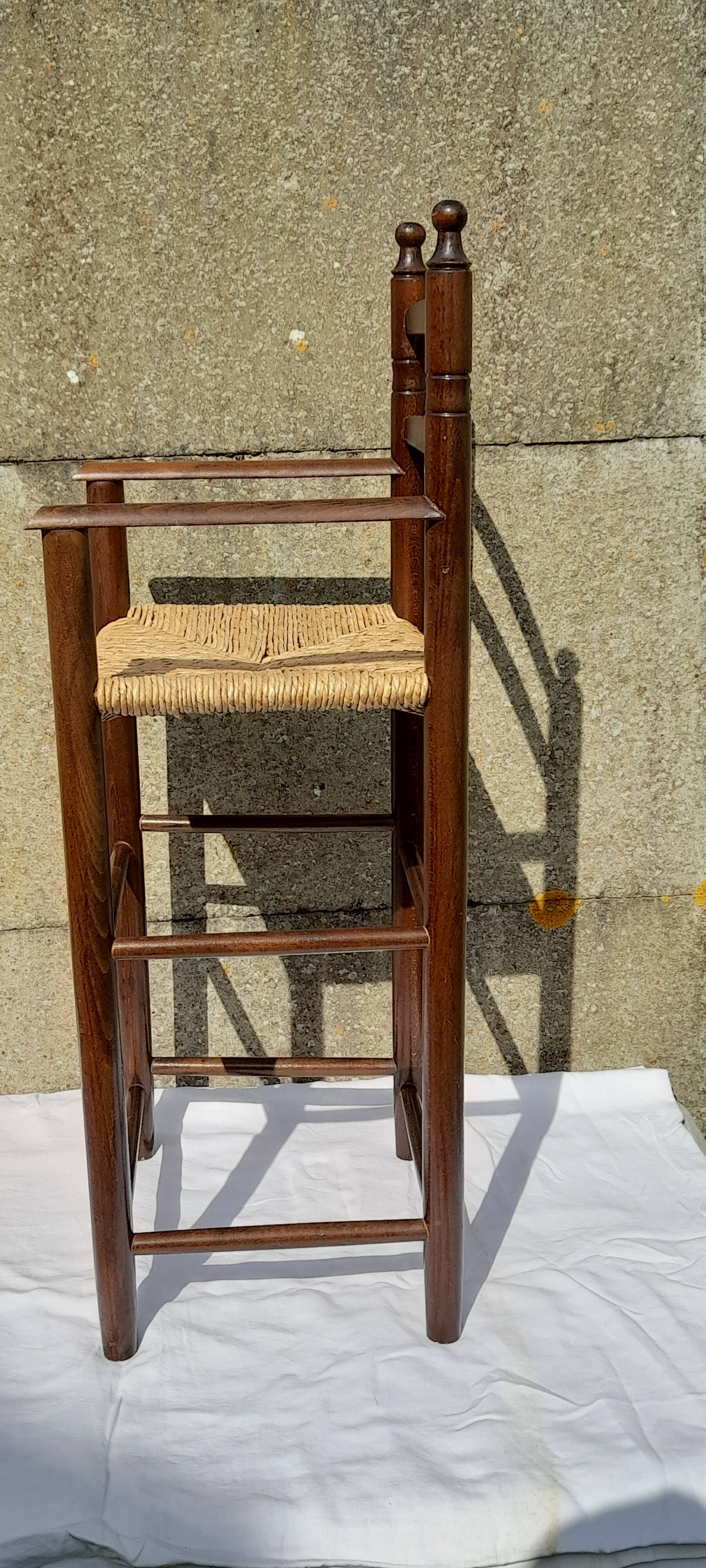 Straw high chair for children H 93 cm