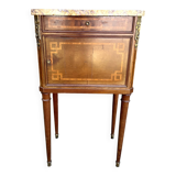 Louis XVI style bedside table in bronze, marble and ceramic