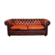 Chesterfield sofa in patinated orange leather, 2.5 seats