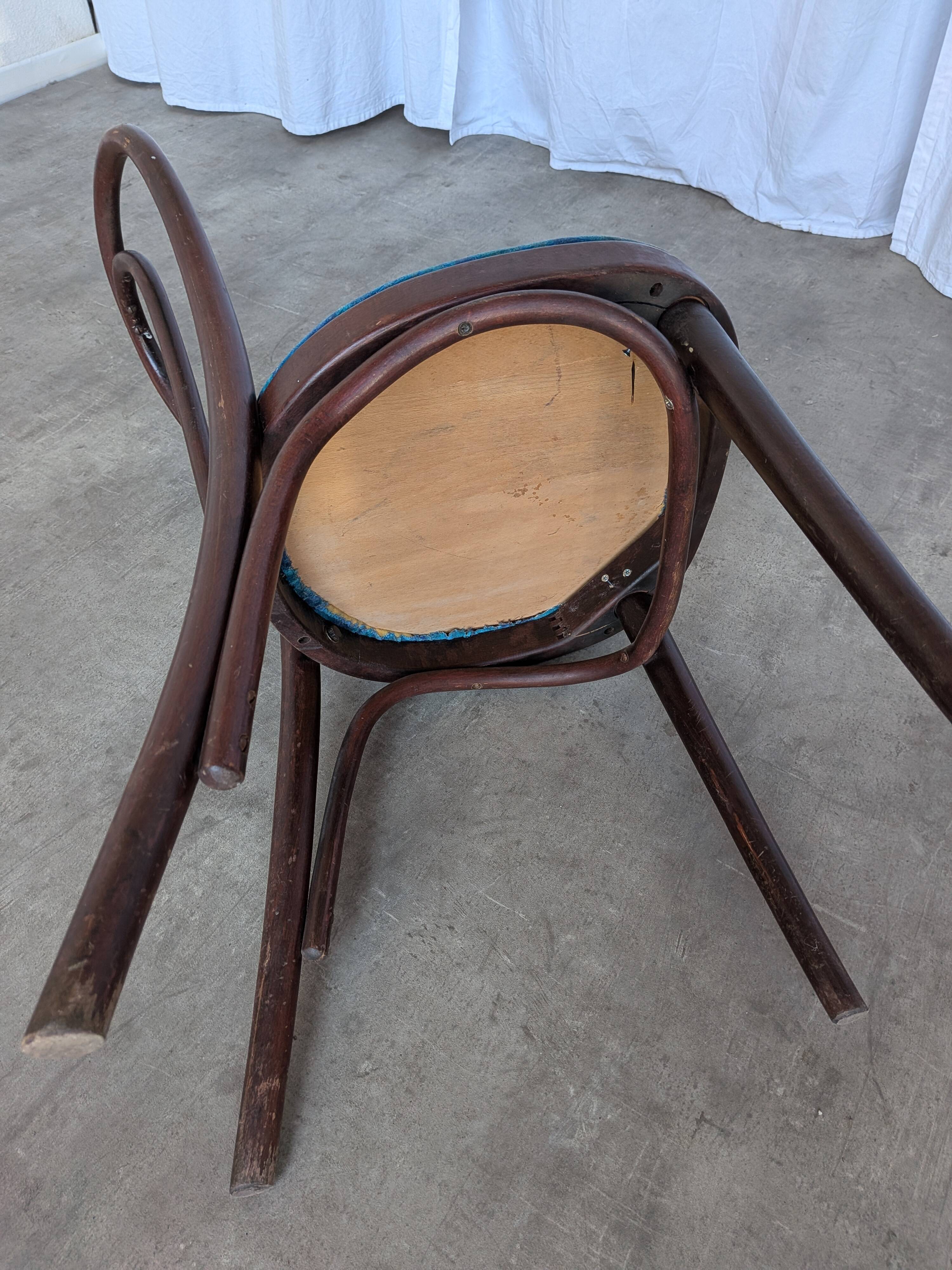 Vintage Bentwood Chair with Upholstered Seat / Thonet Style Dining Chair /