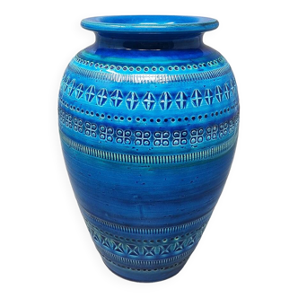 1960s Stunning Vase by Aldo Londi for Bitossi "Blue Rimini Collection"