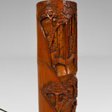 Asian carved wooden lounge lamp, mid-century