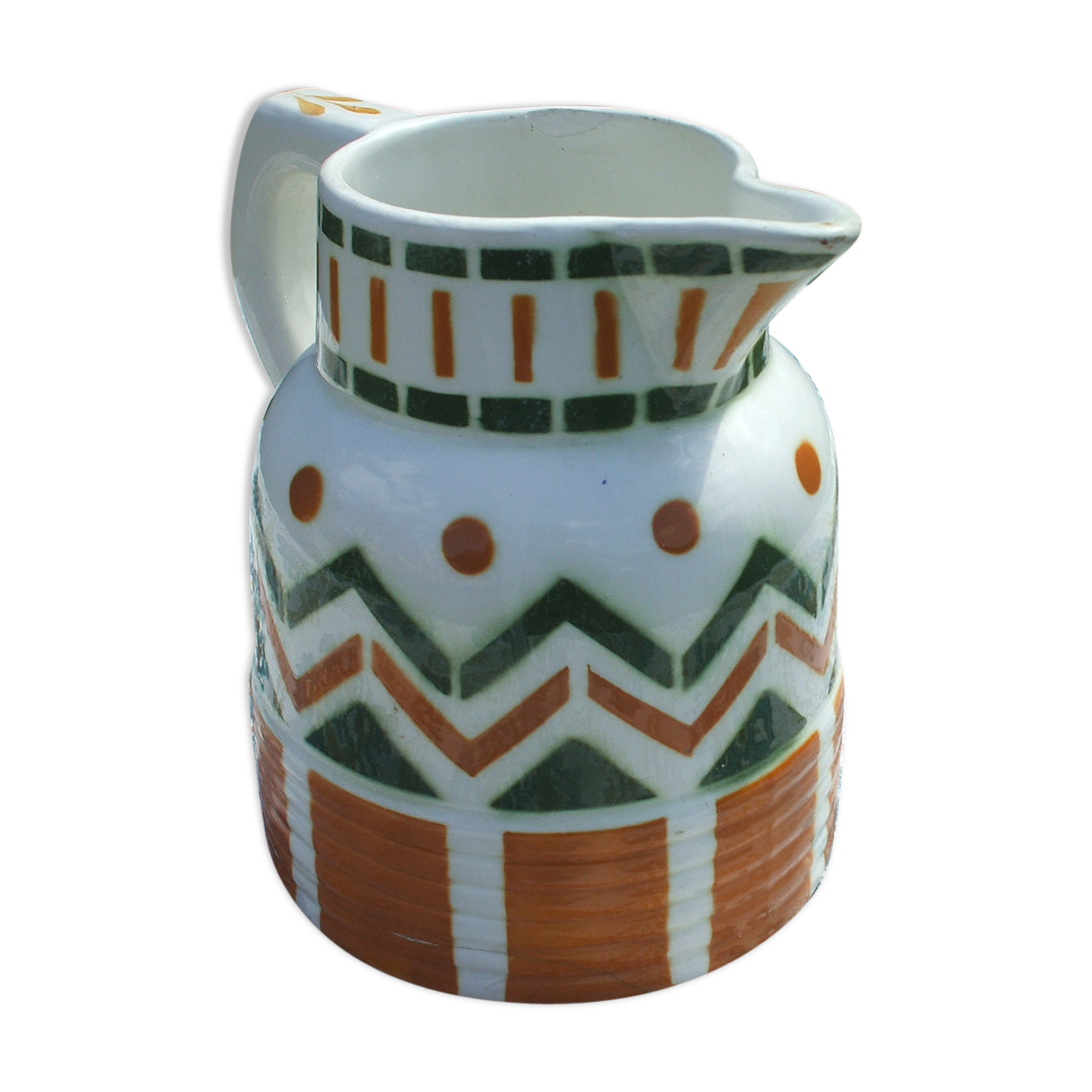 Longwy décor art deco 1930s earthenware pitcher