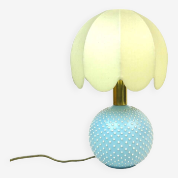 Rare Mid Century Polka Dot Ceramic Cocoon shade desk lamp by Studio Paf Italy 1970  signed