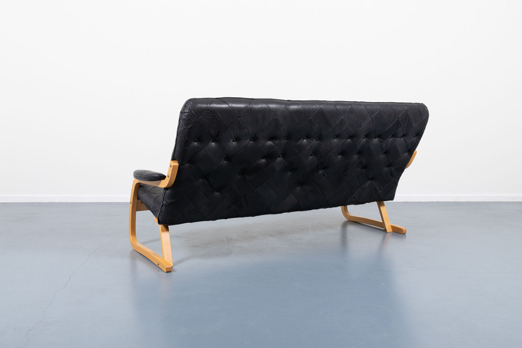 Modern Danish patchwork leather sofa sculptural from the 1970s