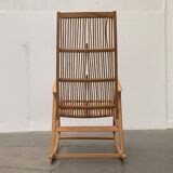 Mid-century German rattan rocking chair from Deutschen Werkstätten Hellerau, 1960s.