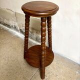Sellette tripode en bois foncé