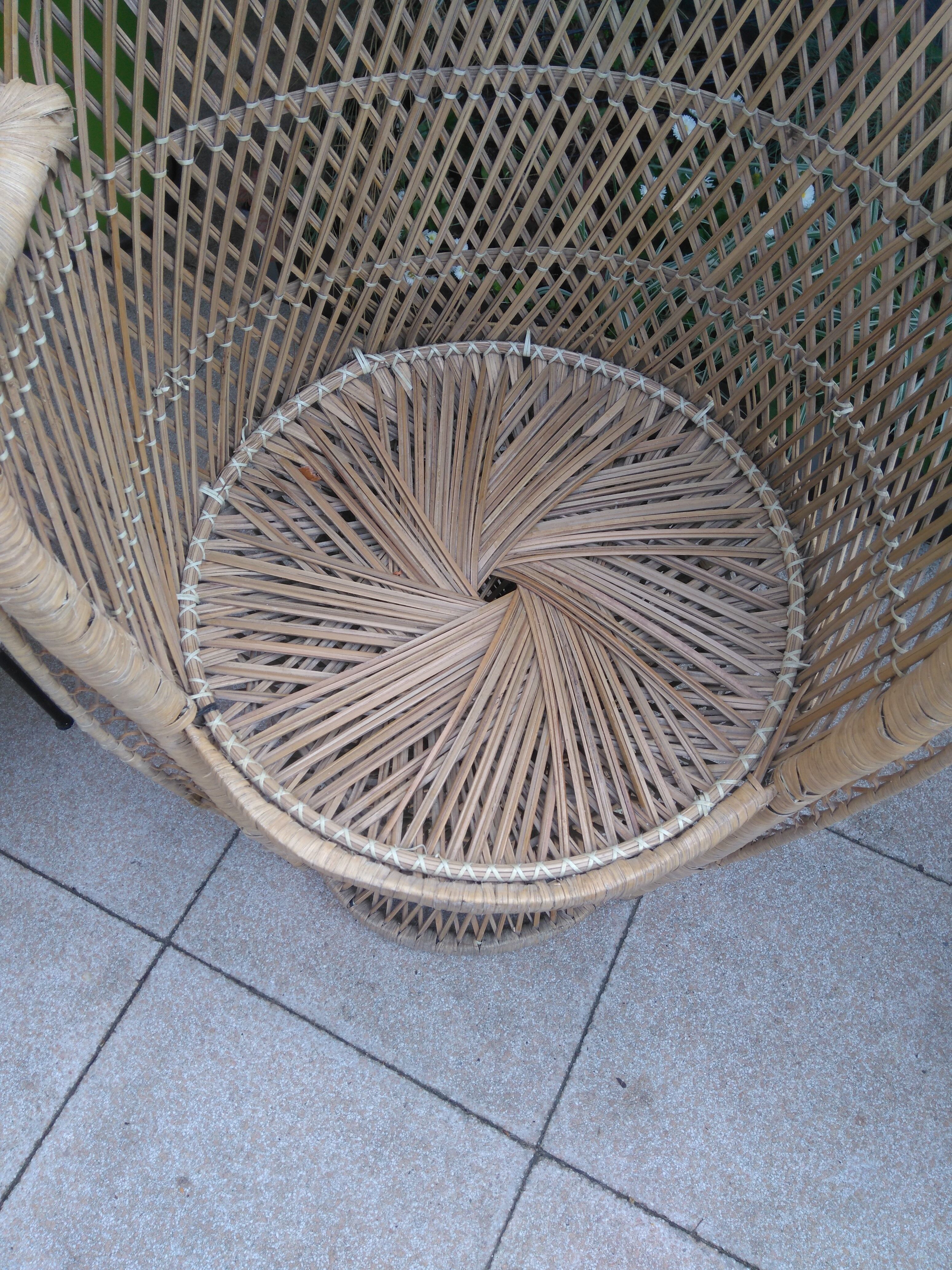 Pair of Emmanuelle rattan armchairs