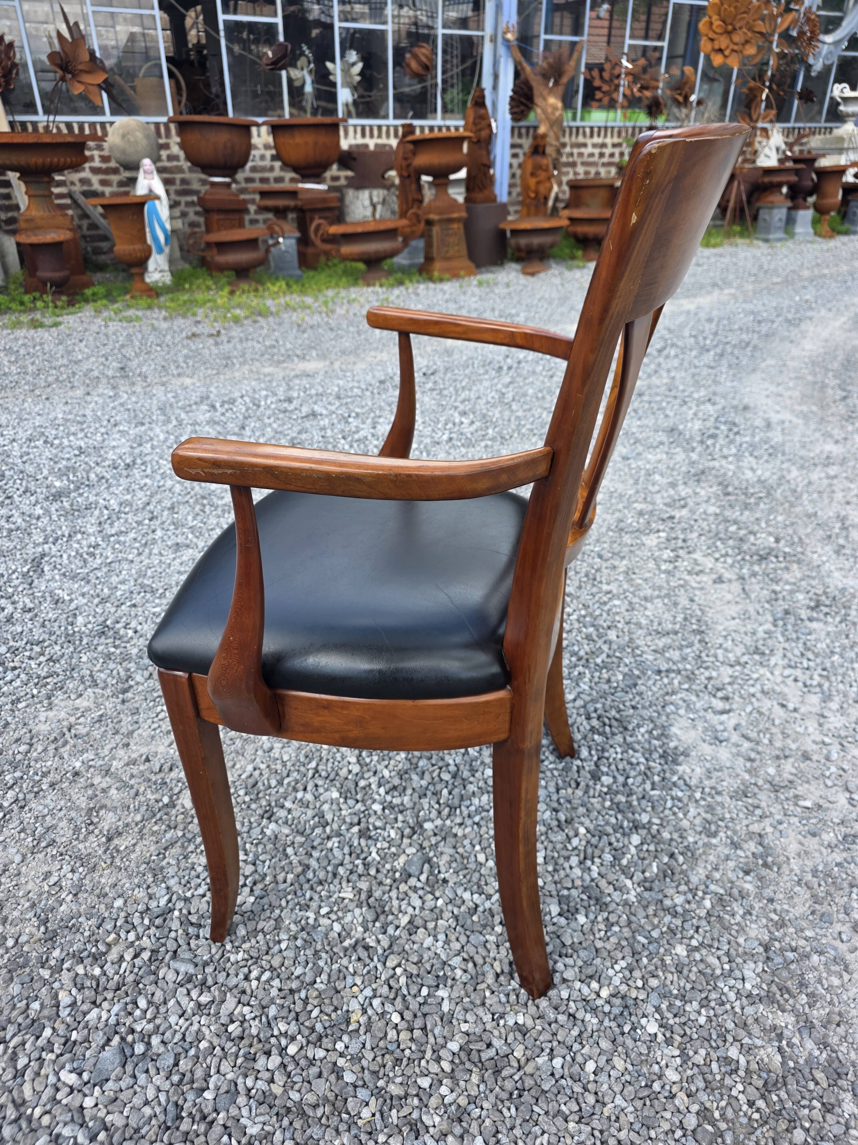 Mid-20th century solid cherry wood office chair.
