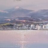 Oil on canvas sunset in the mediterranean signed jd garat 1960