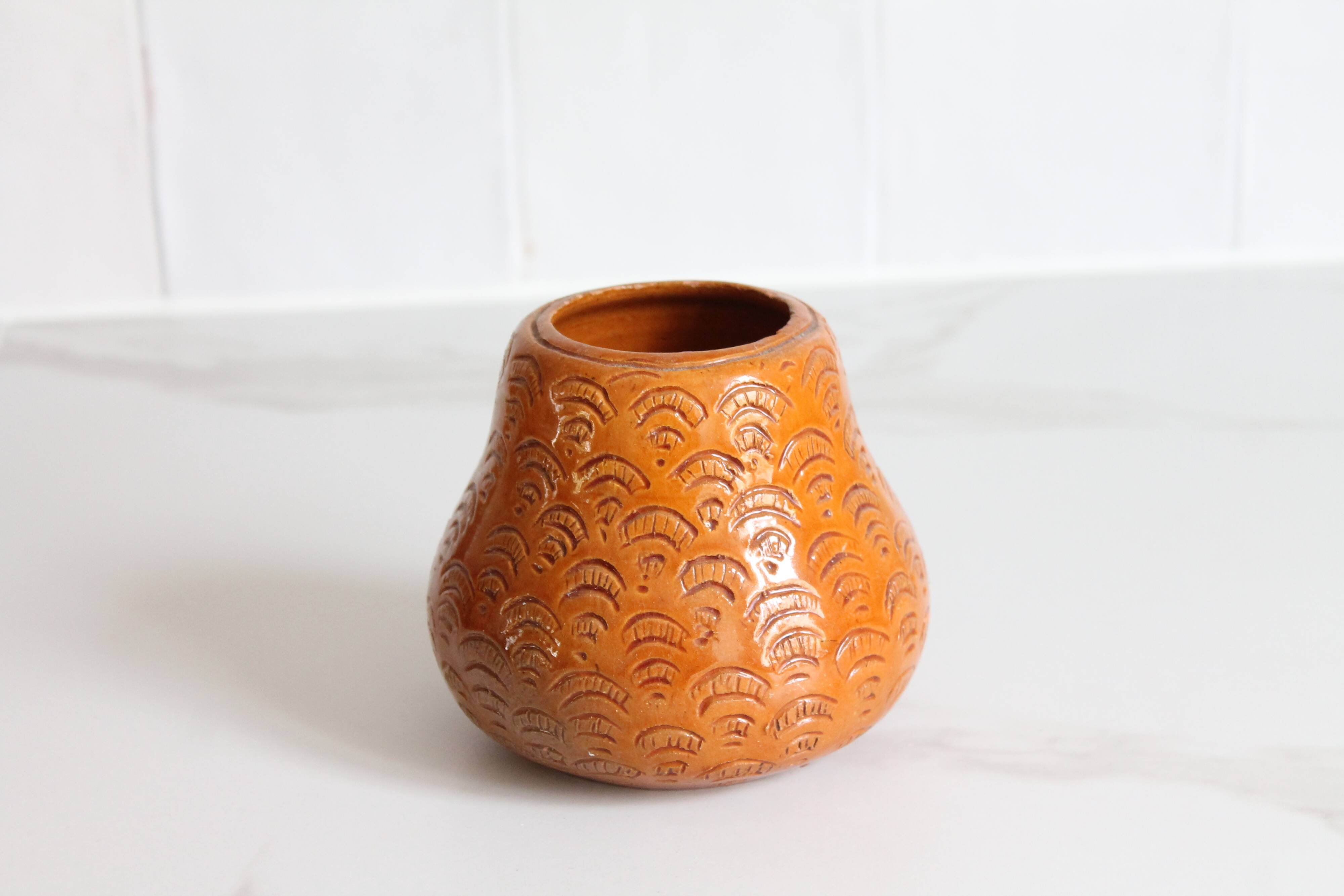 Ancient Albi pottery in glazed terracotta, ceramic vase.