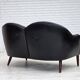 1960s, Scandinavian sofa in black furniture leather.