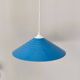 Blue lacquered metal suspension in a 70s/80s style.