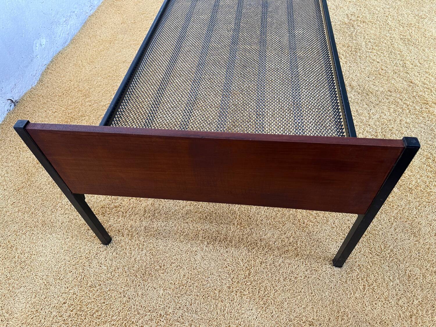 Daybed or Scandinavian single bed with teak veneer.