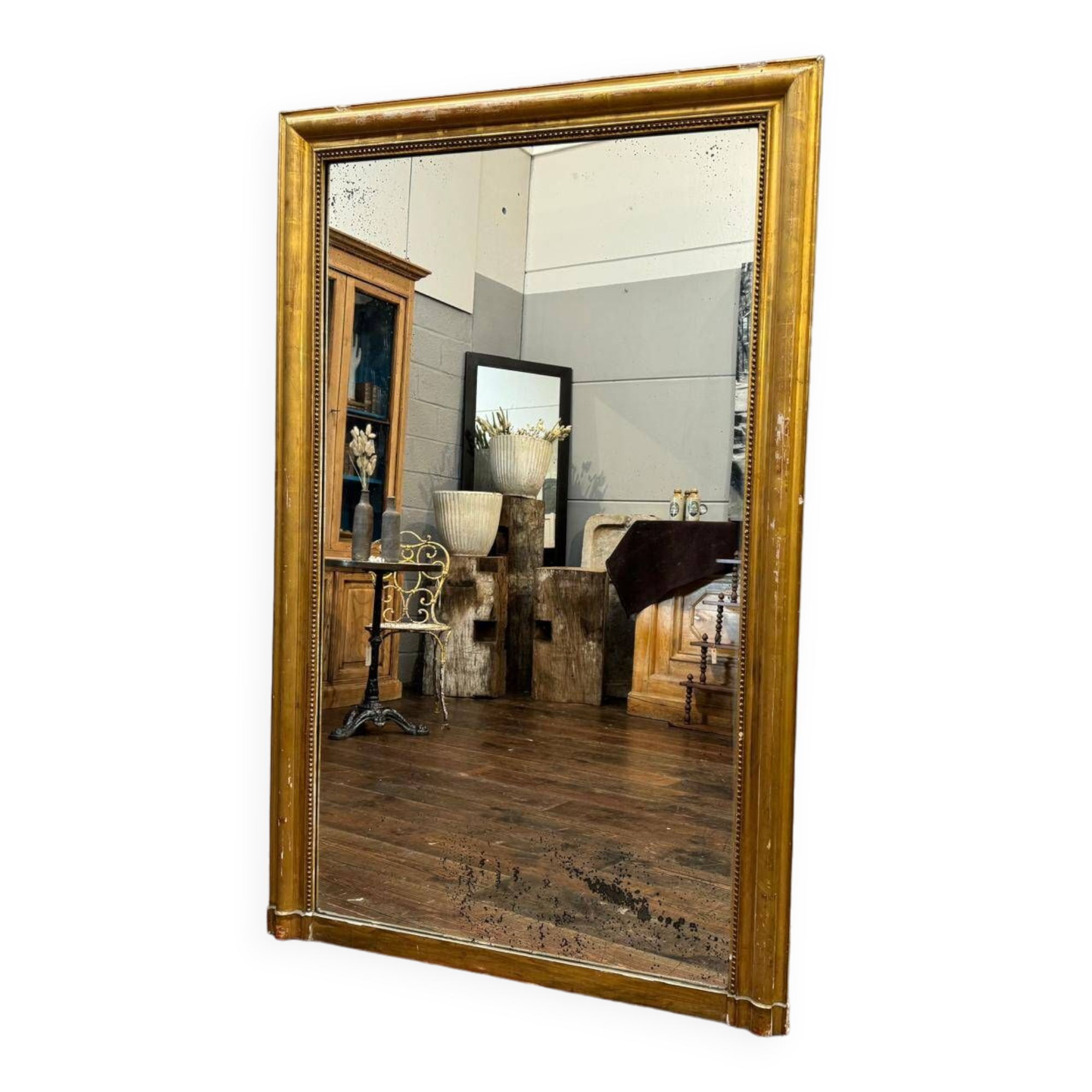 Antique gilded fireplace mirror