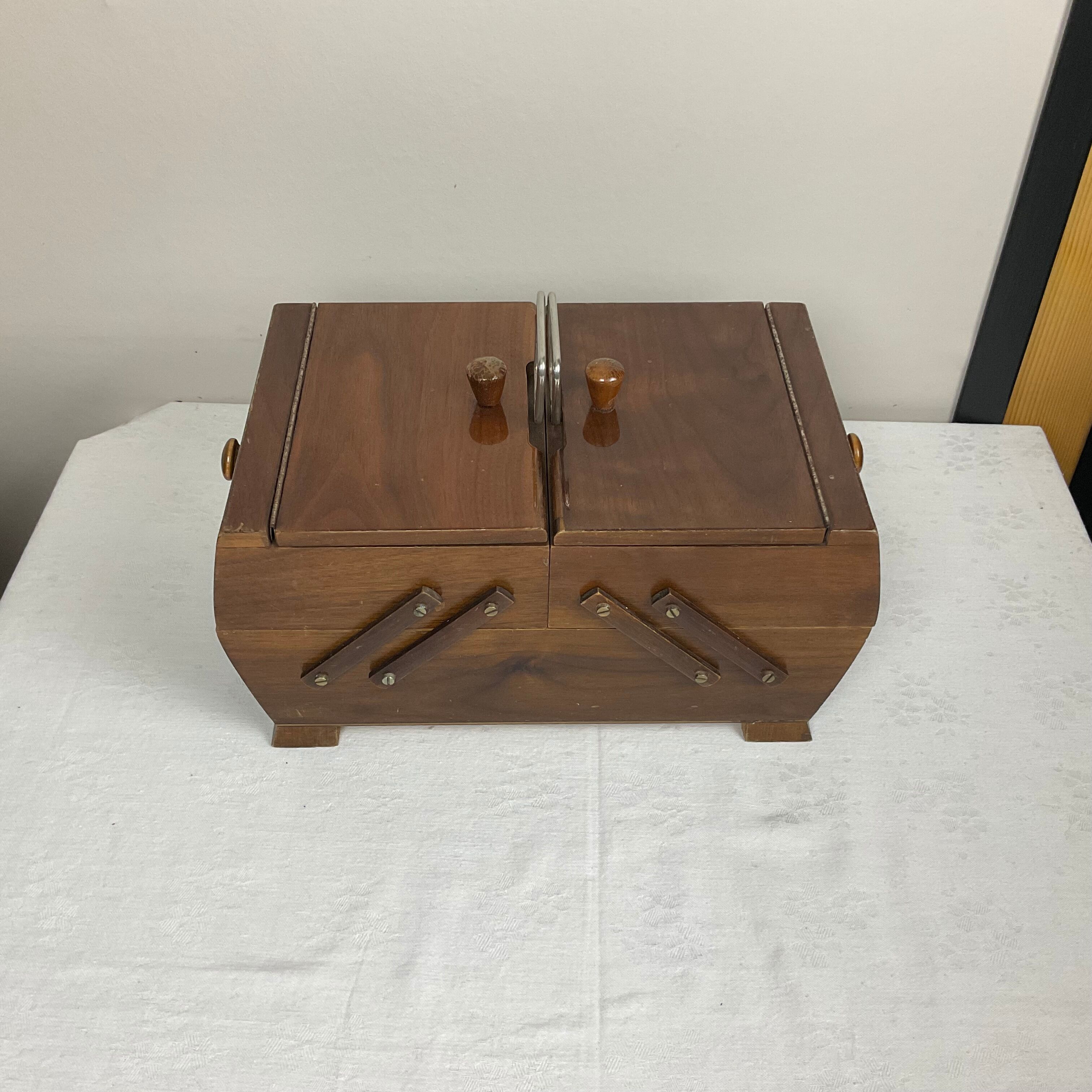 Antique wooden sewing box