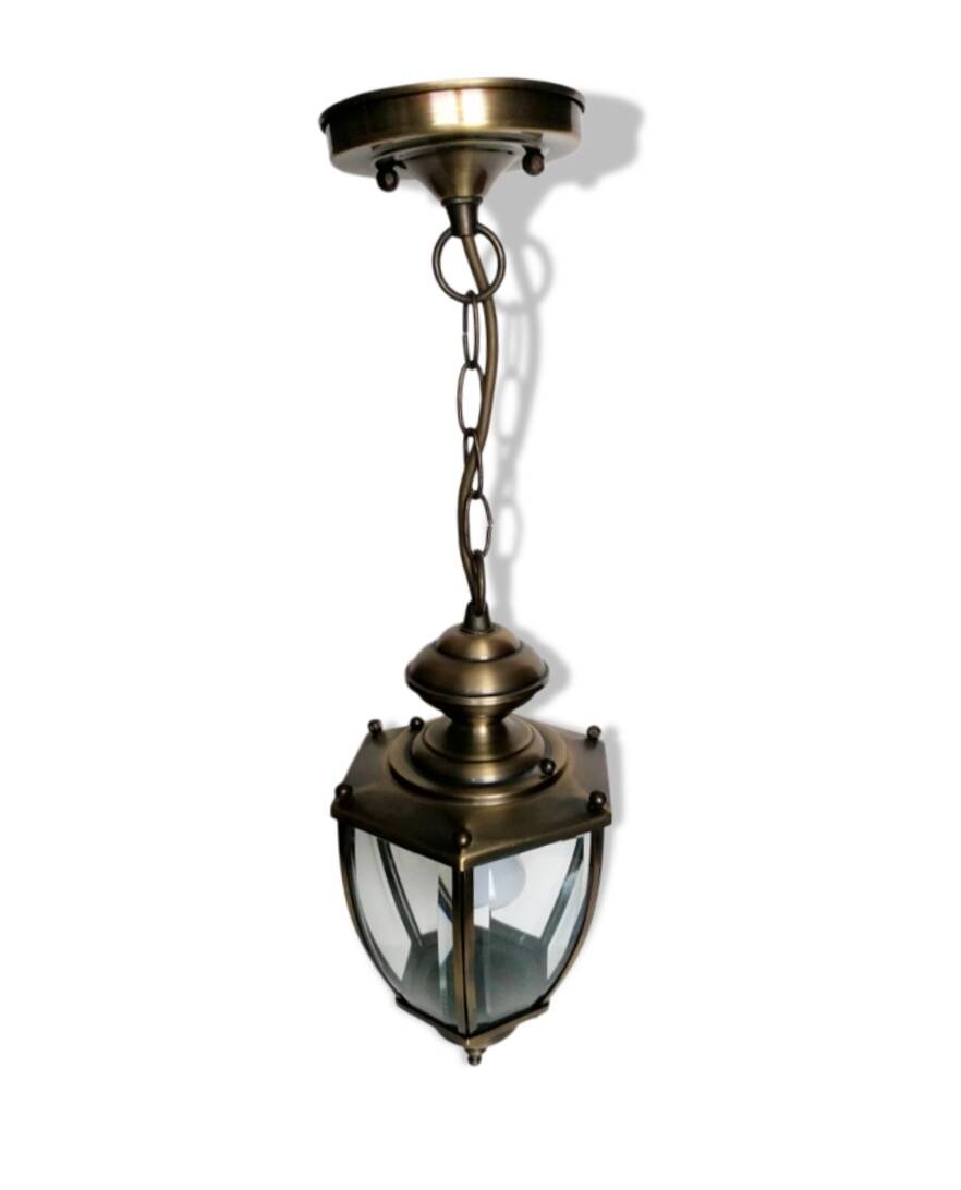 Suspension lanterne verres biseautés 6 faces