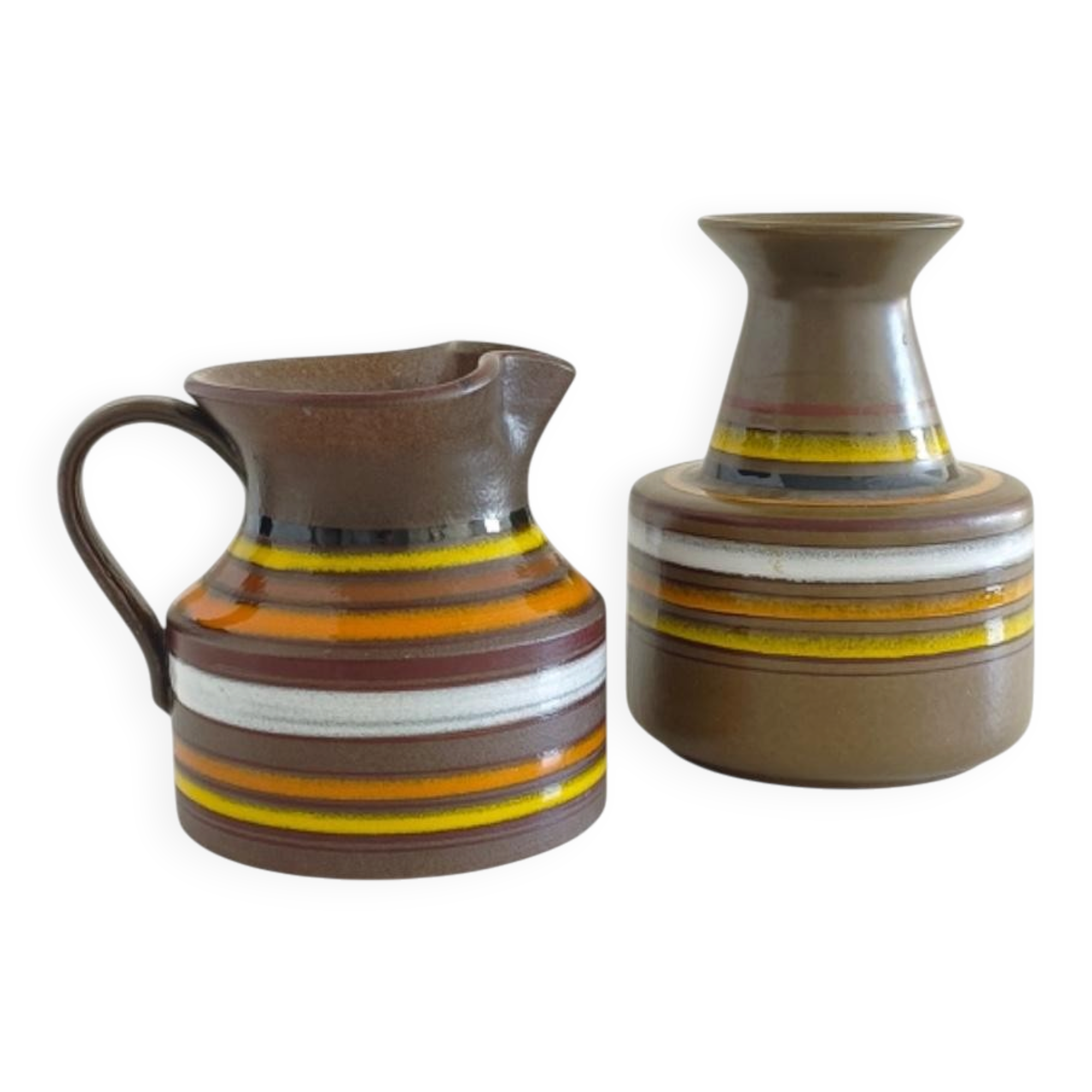 Bitossi Ceramic Vase and Pitcher Set by Aldo Londi, Handmade in Italy