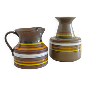 Bitossi Ceramic Vase and Pitcher Set by Aldo Londi, Handmade in Italy
