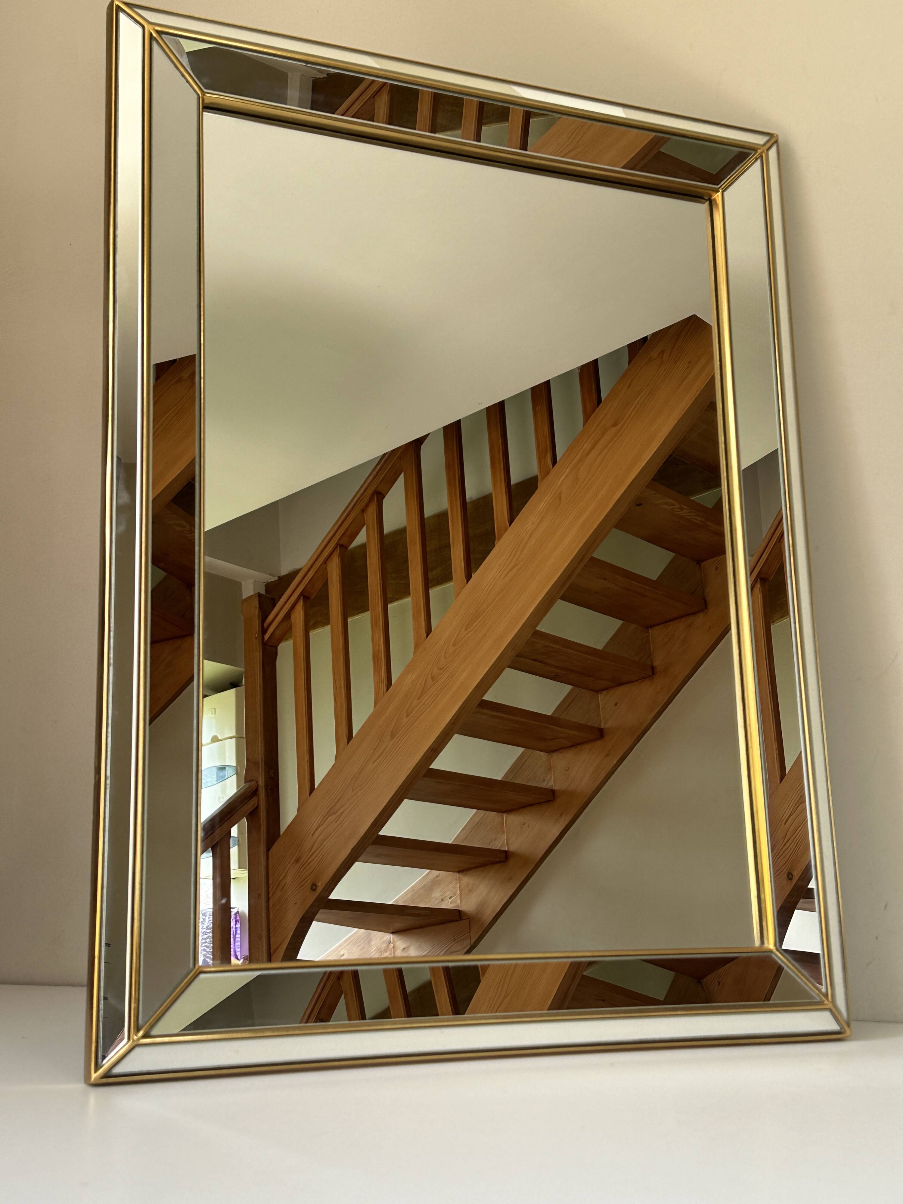 Mirror with glazing beads, Deknudt design, Belgium, 1970s