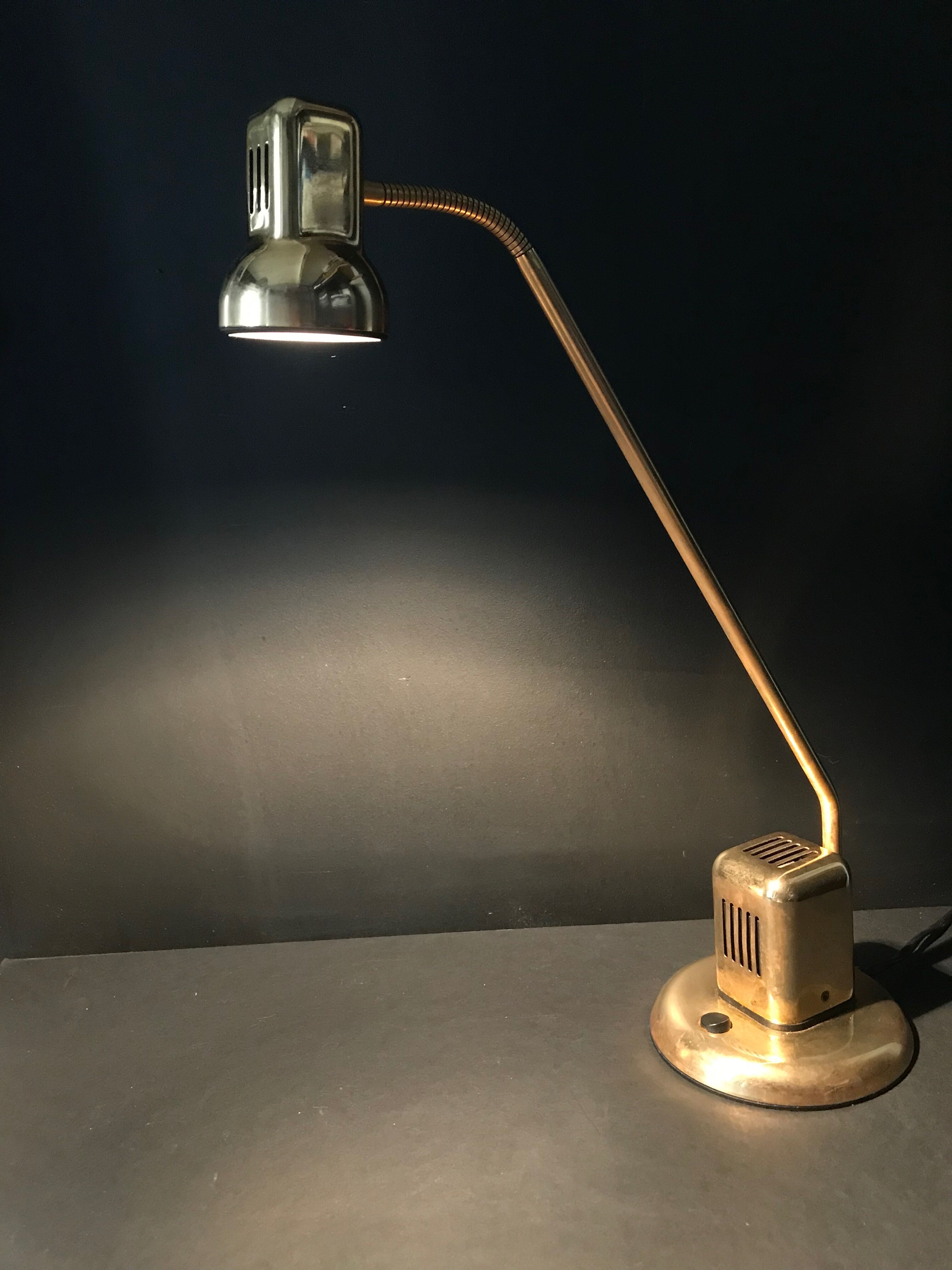 Golden metal lamp, Vrieland design, 1970