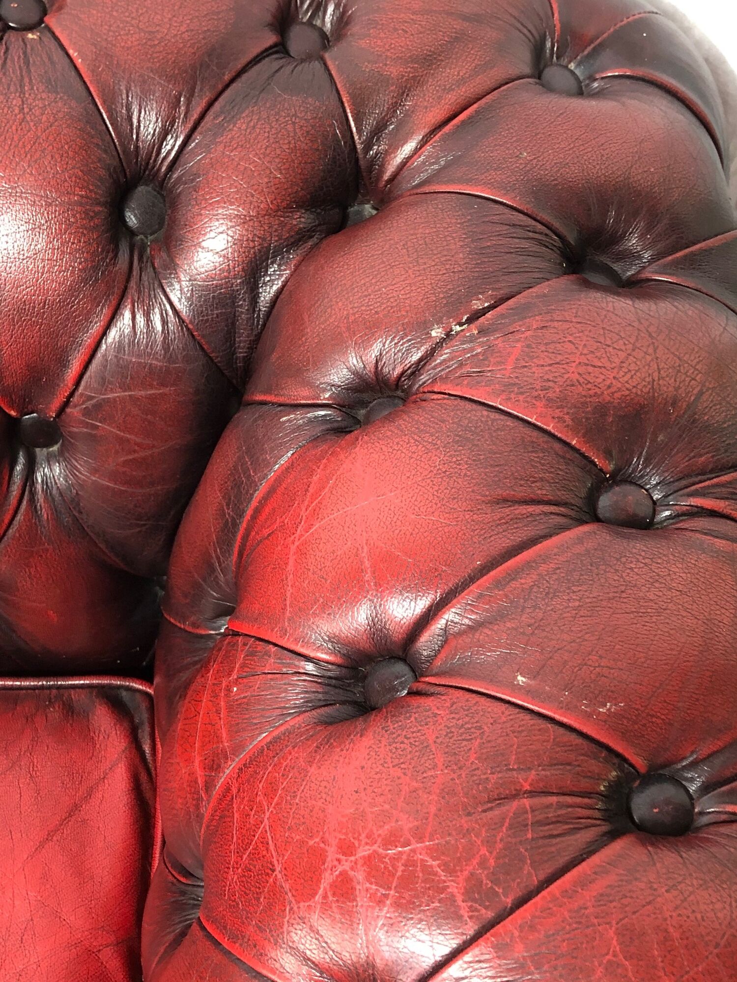English 20th century leather Chesterfield sofa 4 seater oxblood red