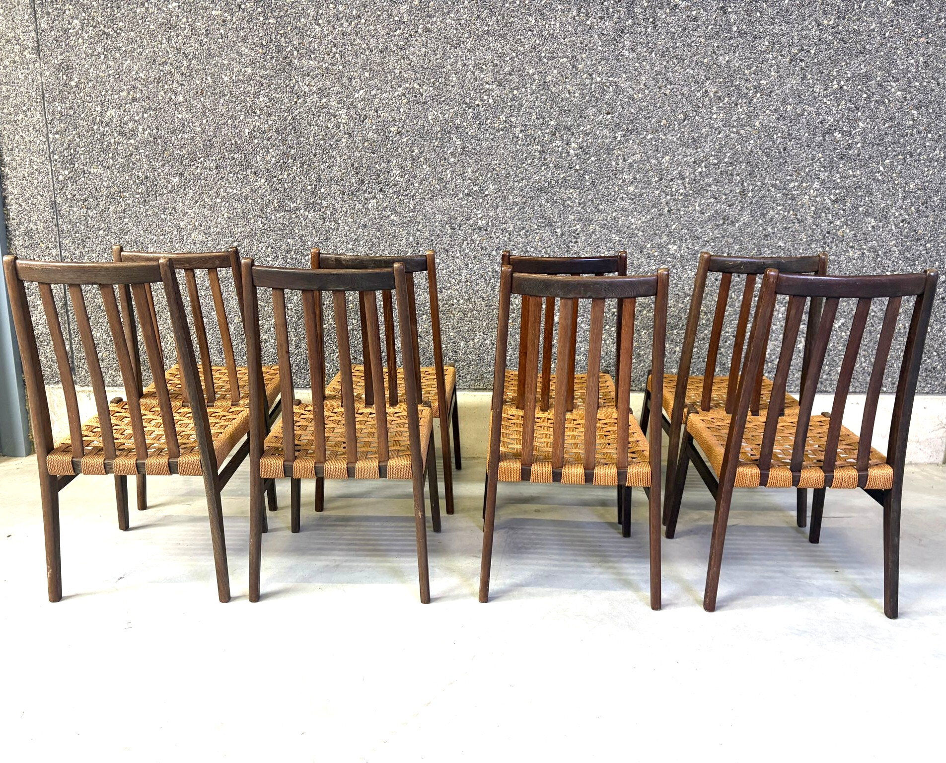 Danish cord dining chairs, set of 8 - 1960s