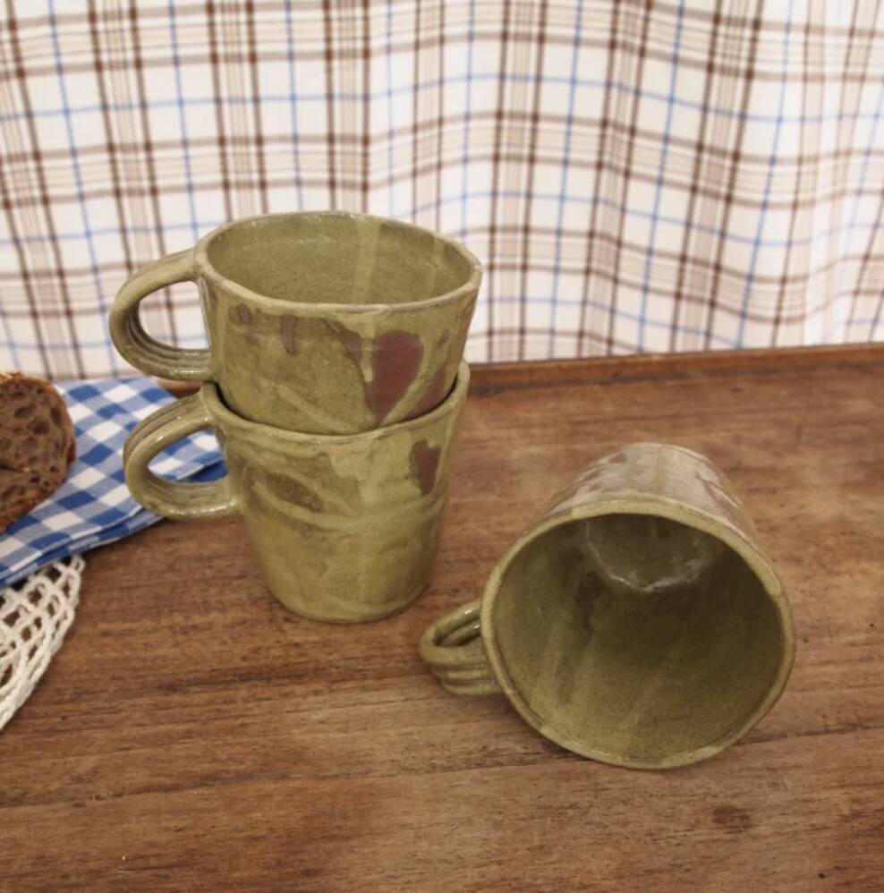Large olive green mug