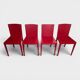Set of 4 red saddle leather chairs - Matteo Grassi - Circa 1980