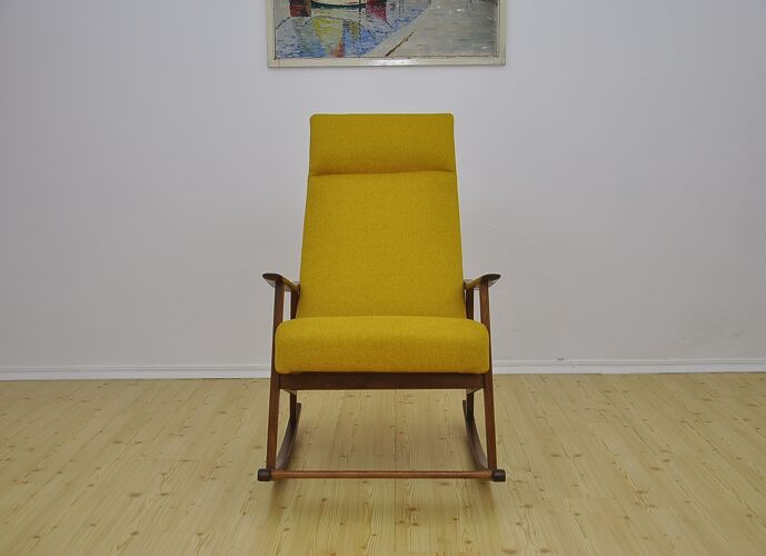 Rocking chair jaune, années 1960