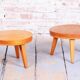 Mid-Century Small Tables in Larch Wood, Czech, 1950s, Set of 2