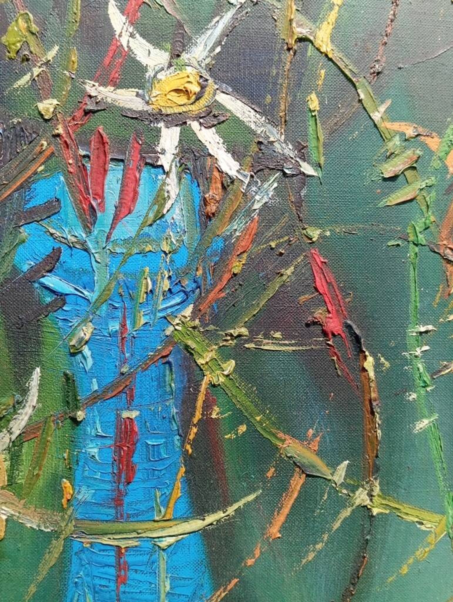 Painting on canvas by Robert Martin, "Flowers", 1975