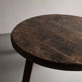 Brutalist oak round coffee table, Belgium, 1950s