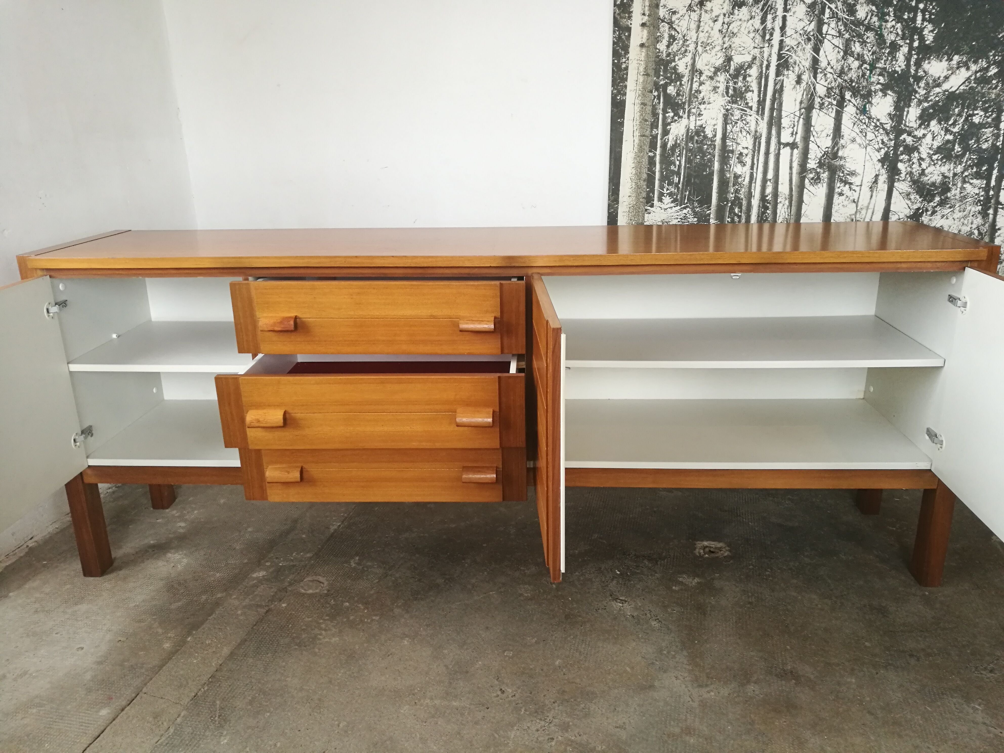 Large vintage row in blond wood