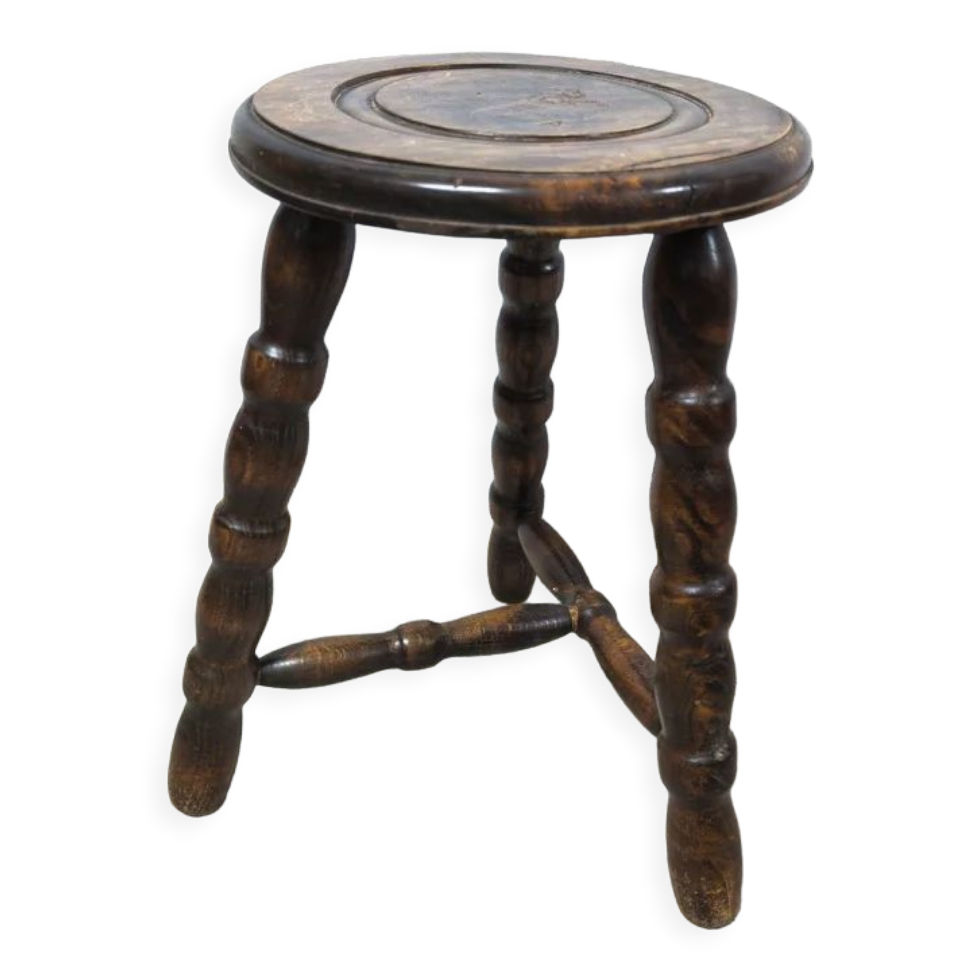Tripod wooden stool turned