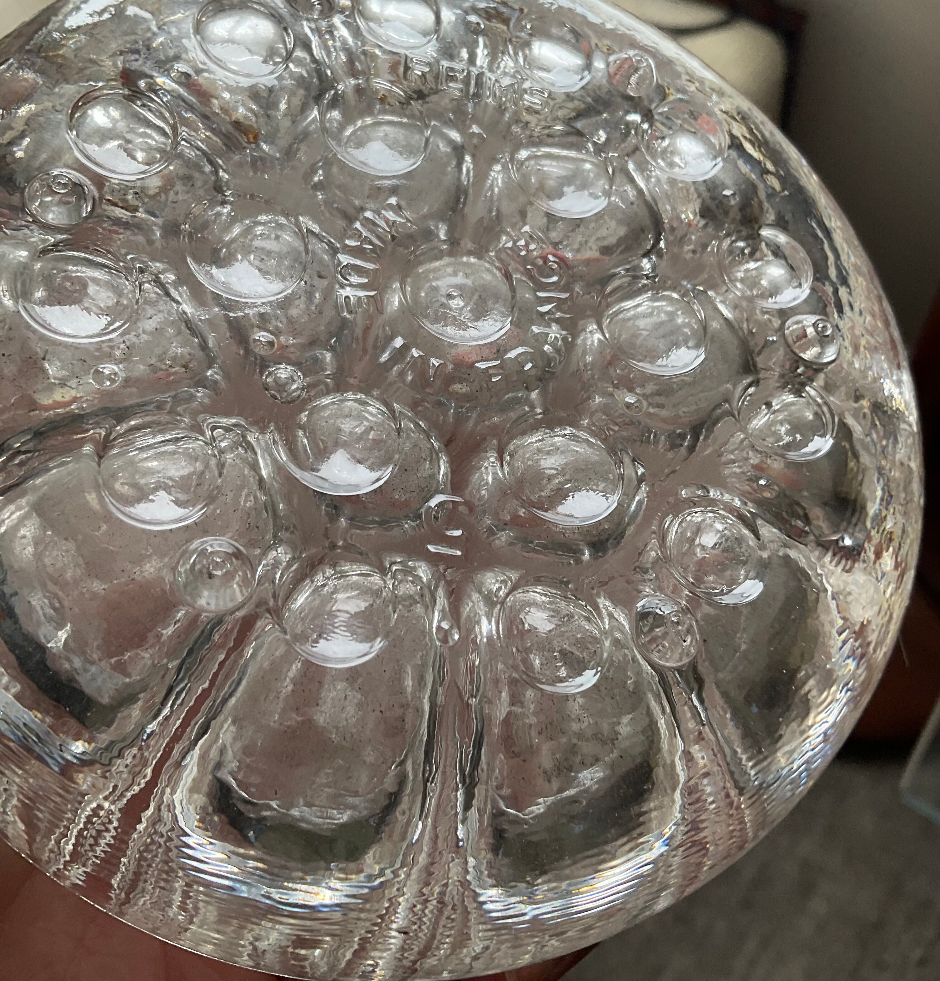 Vintage turtle flowerpeed in silver metal and glass From Reims