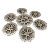 Saint Amand earthenware oyster set: tray and six plates