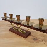 Vintage candle holder Echt Teakholz / teak and brass, 1960s.