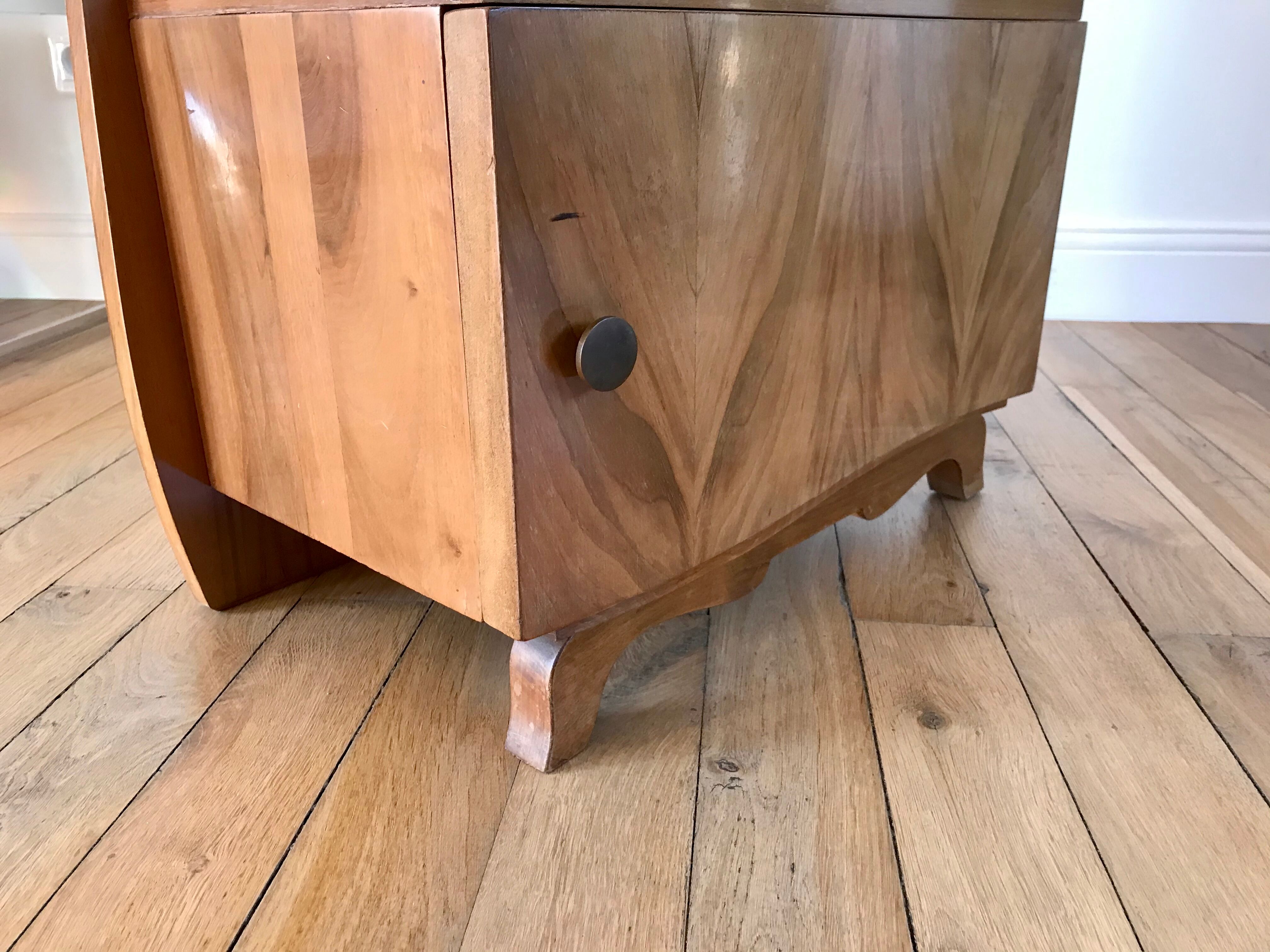 Bedside table in beech wood art deco 30s