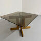 Vintage coffee table in wood and smoked glass, Scandinavian design, 70s