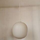White opaline ball pendant light from the 50s