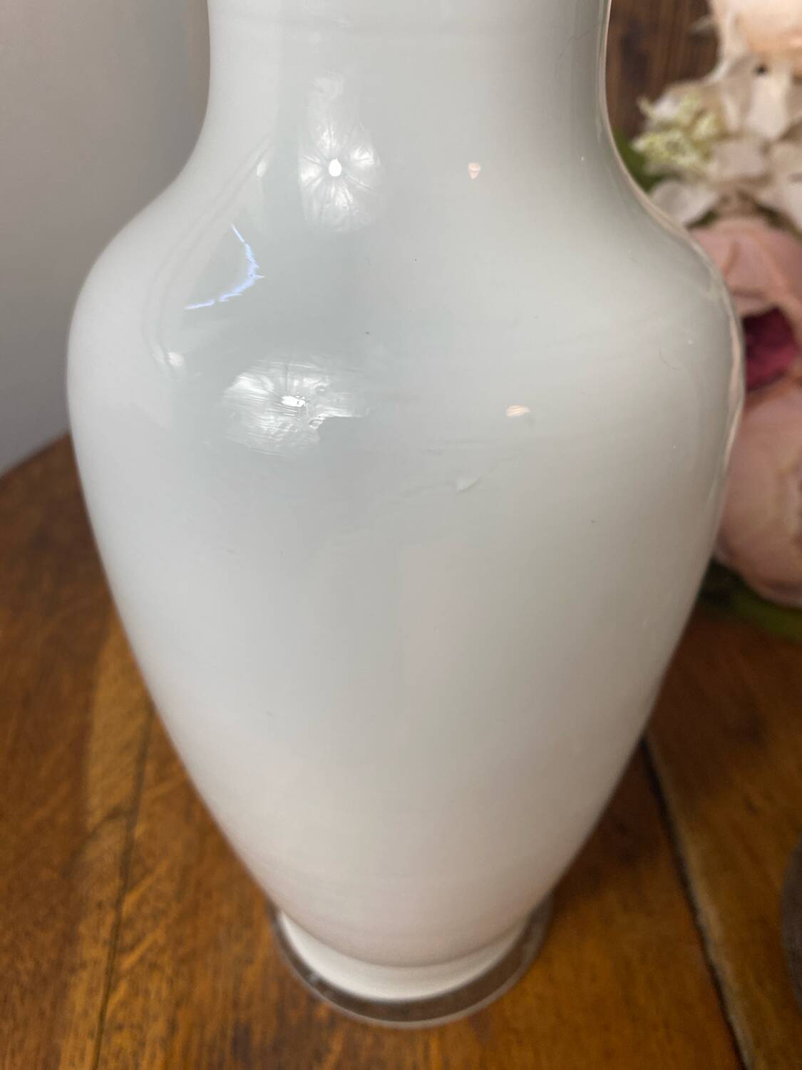 White glass vase