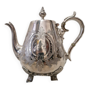Napoleon III teapot in silver-plated metal – 19th century – Rococo decoration